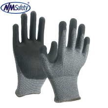 NMSAFETY 13g HPPE strong fiber liner coated PU cut resistant working gloves